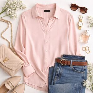 NWT Halogen Solid Button Down Blouse Small